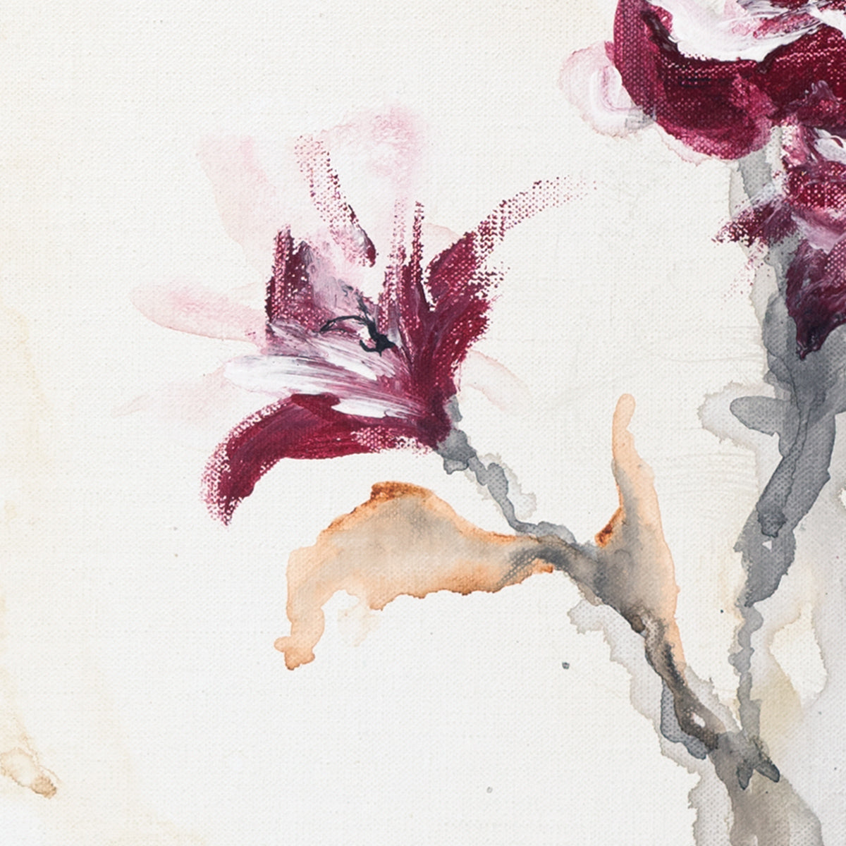 Abstraktes Blumenprachtgemälde 40x120 cm