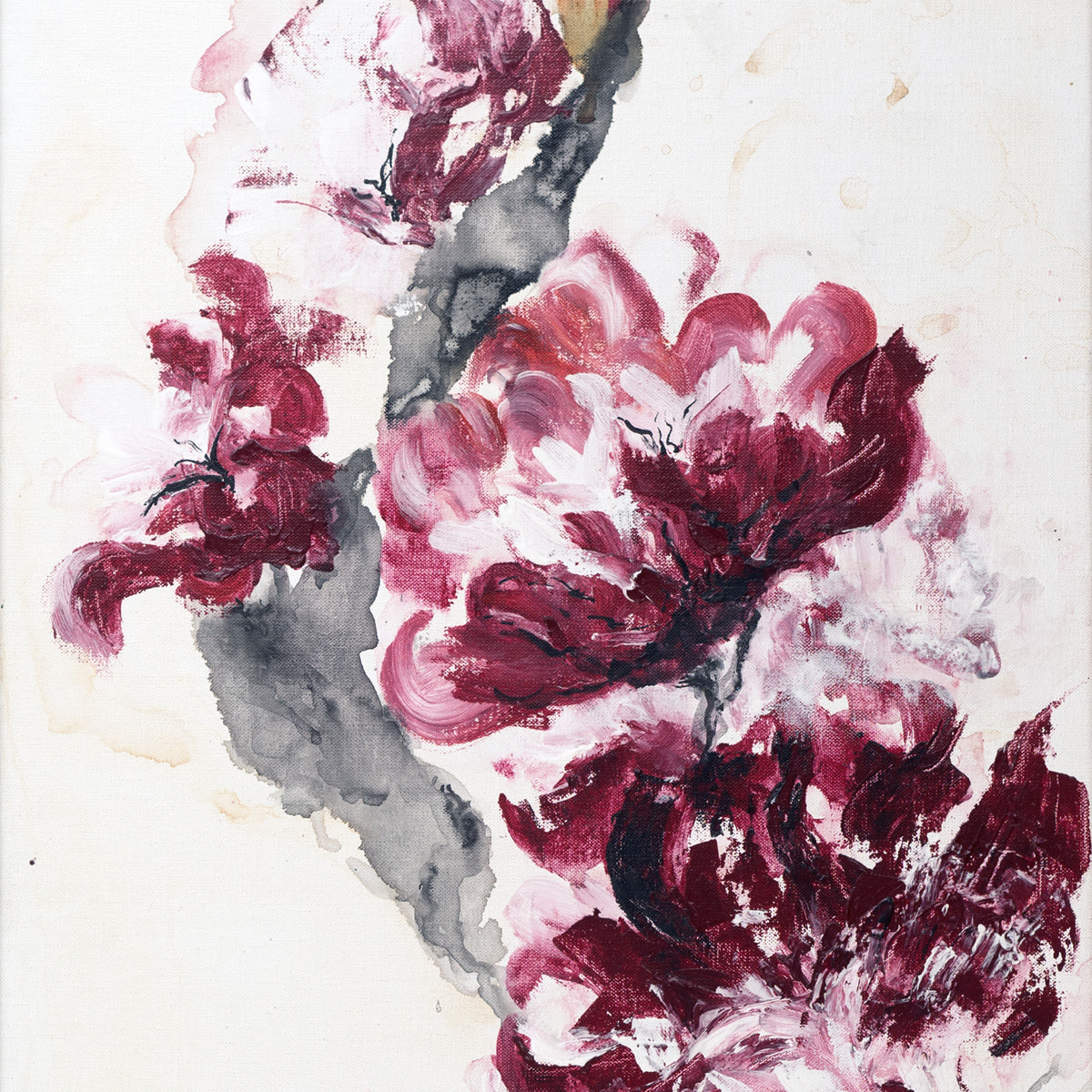 Abstraktes Blumenprachtgemälde 40x120 cm