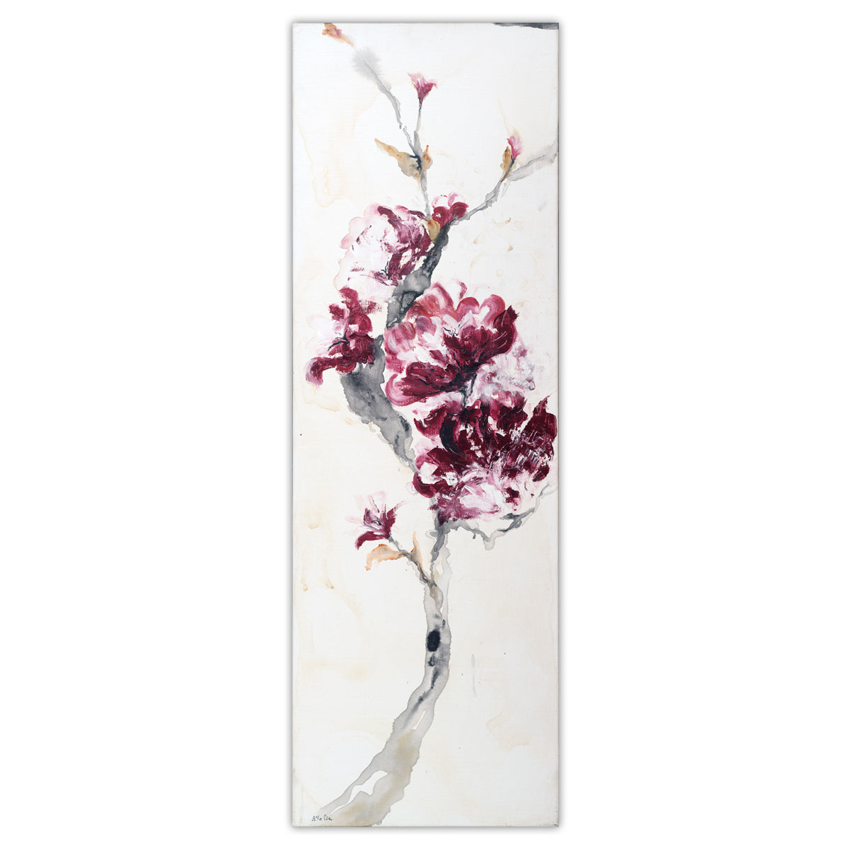 Abstraktes Blumenprachtgemälde 40x120 cm