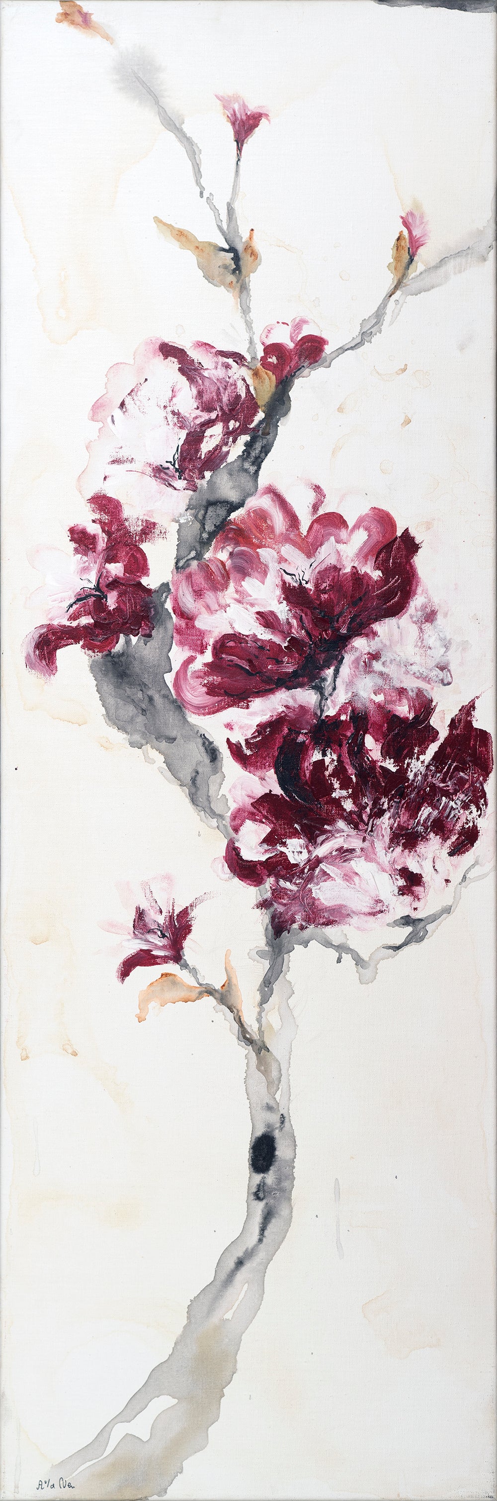 Abstraktes Blumenprachtgemälde 40x120 cm