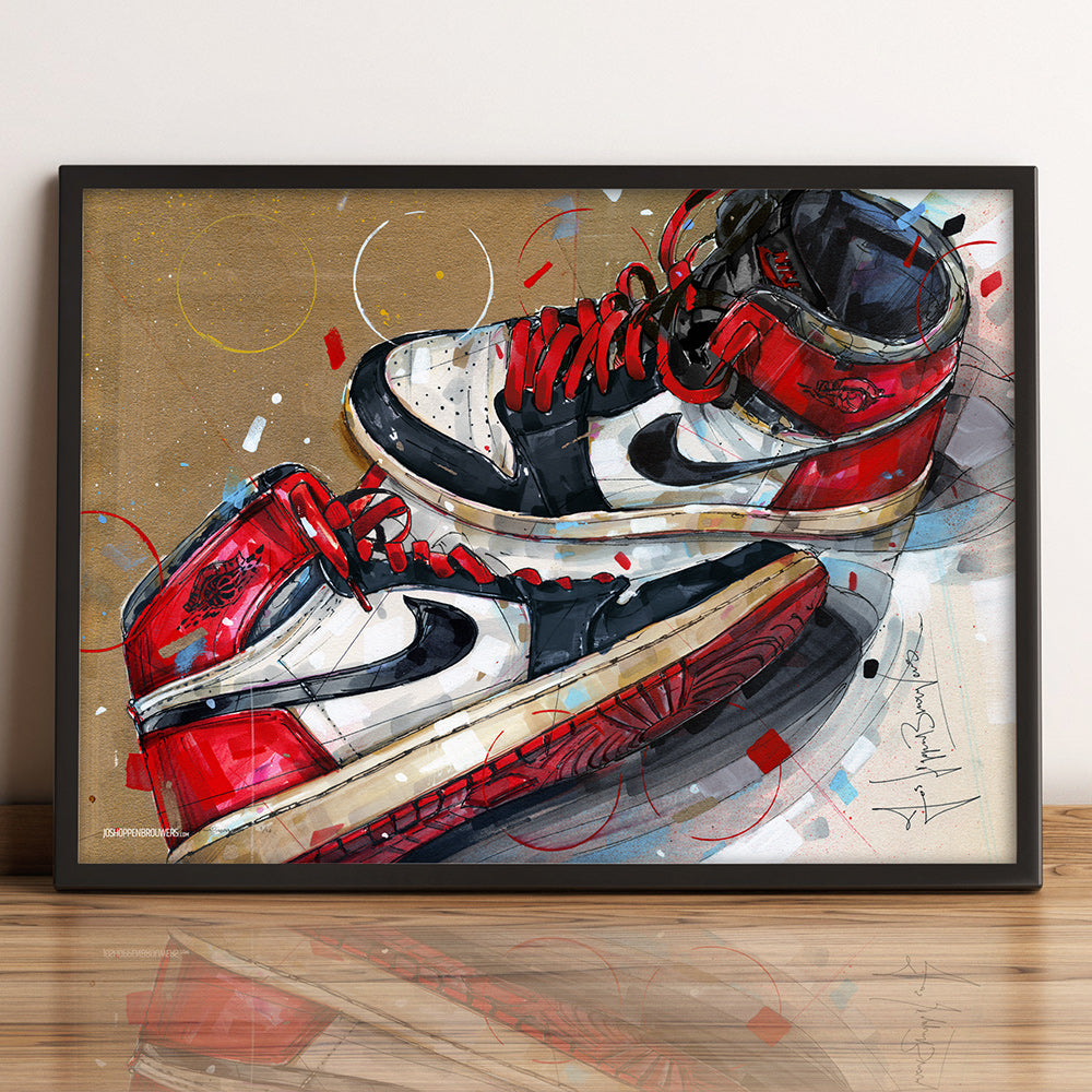 Nike Air Jordan 1 1984 black toe - red laces estampada