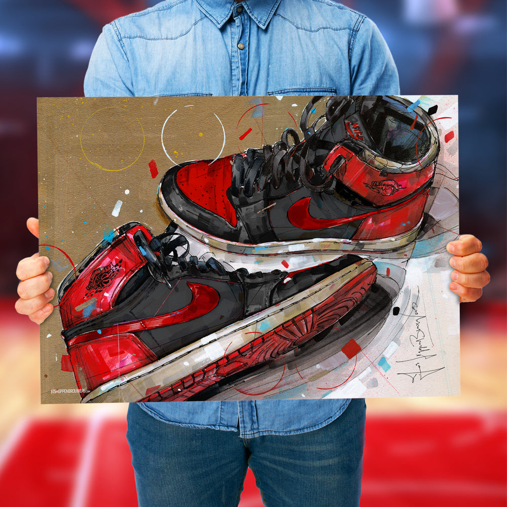 Nike Air Jordan 1 1984 banned bred estampada