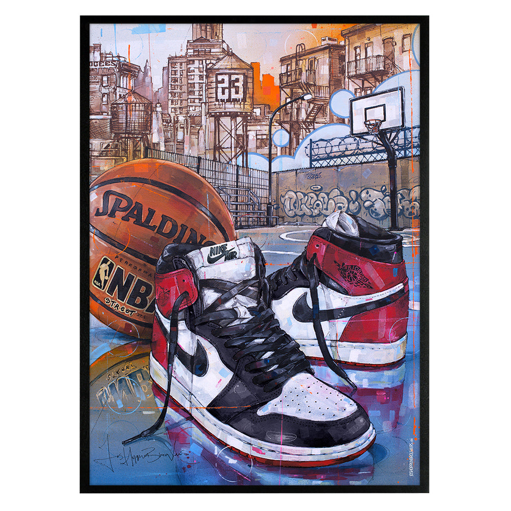 Nike Air Jordan 1 basketball black toe imprime 50x70 cm encadre et s GalleryKauffeld