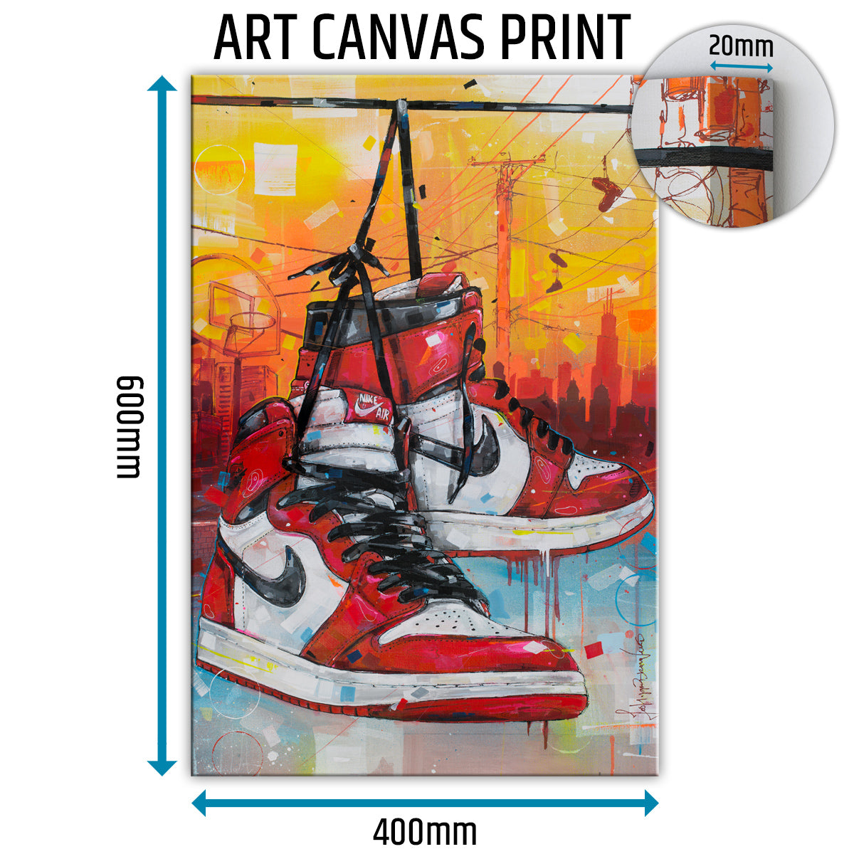 Nike Air Jordan 1 powerlines Chicago lienzo