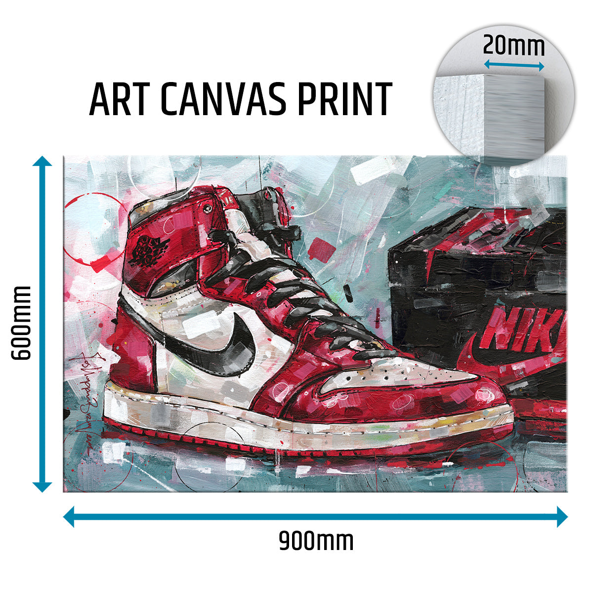 Nike Air Jordan 1 shoebox Chicago lienzo