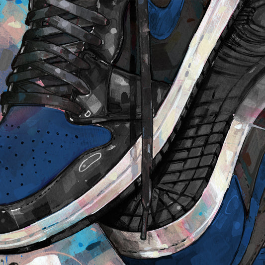 Nike Air Jordan 1 upside down royal blue estampada