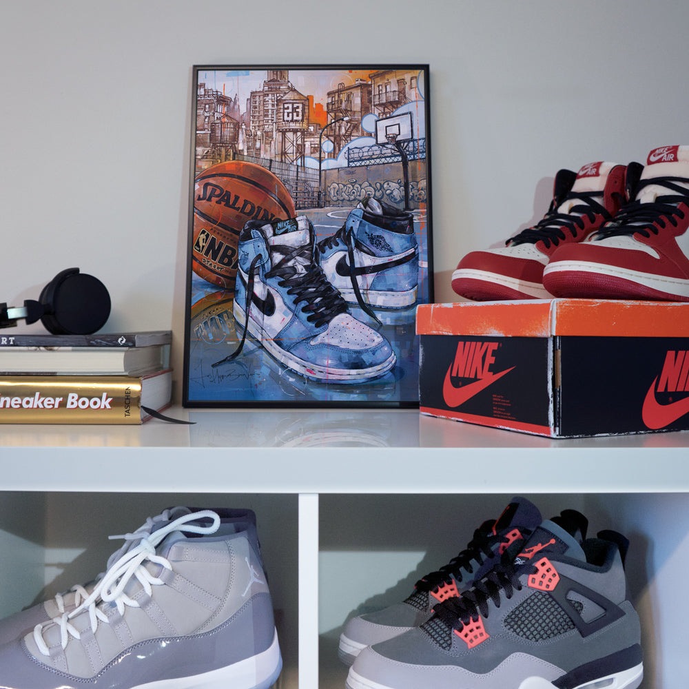 Nike Air Jordan 1 basketball university blue print