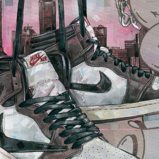 Nike Air Jordan 1 Travis Scott high - black laces basket estampada