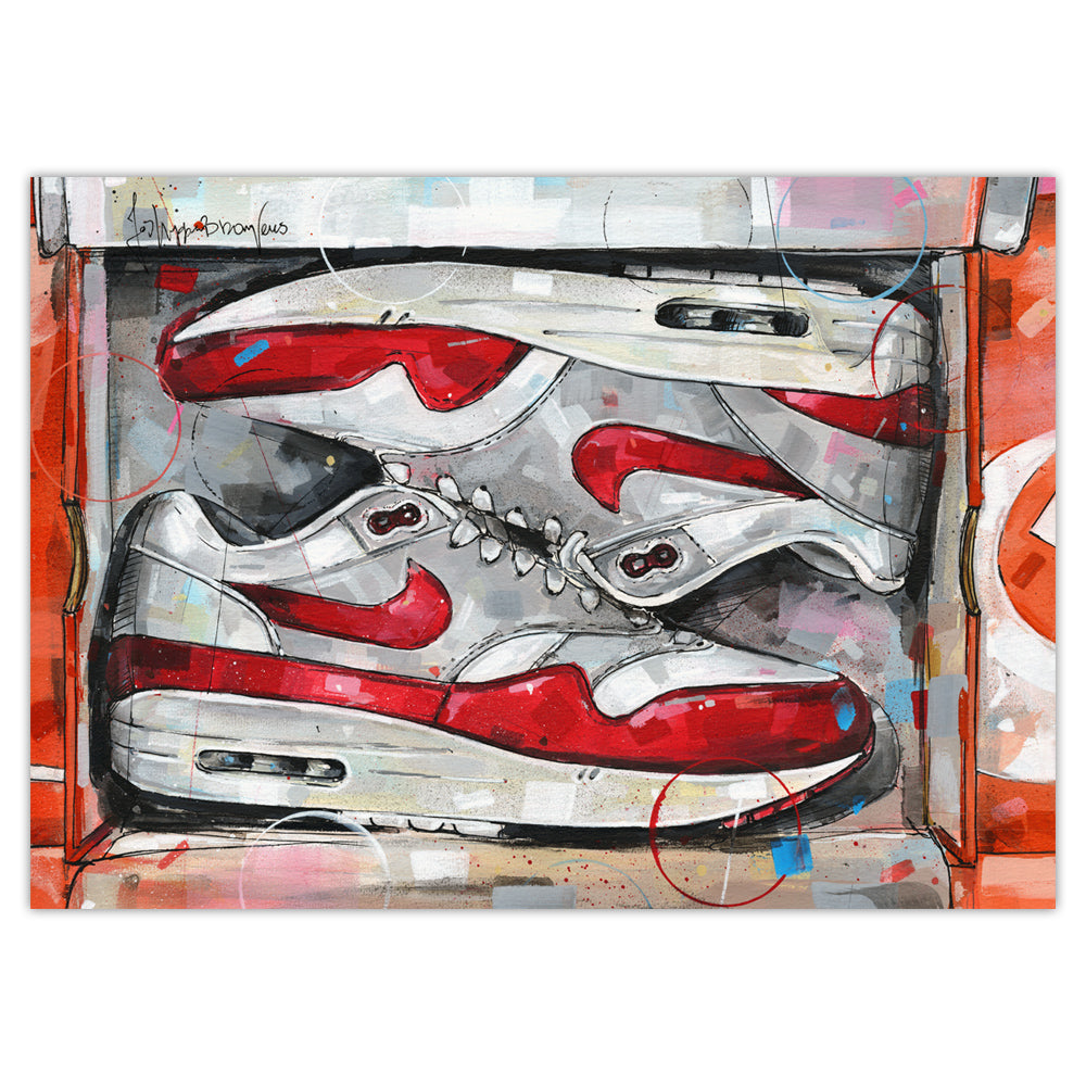 Nike Air Max 1 shoebox OG red estampada
