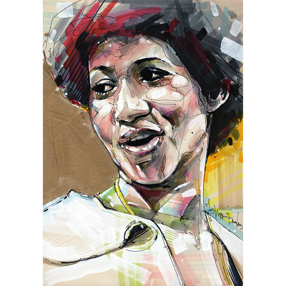Aretha Franklin painting 21x29,7 cm