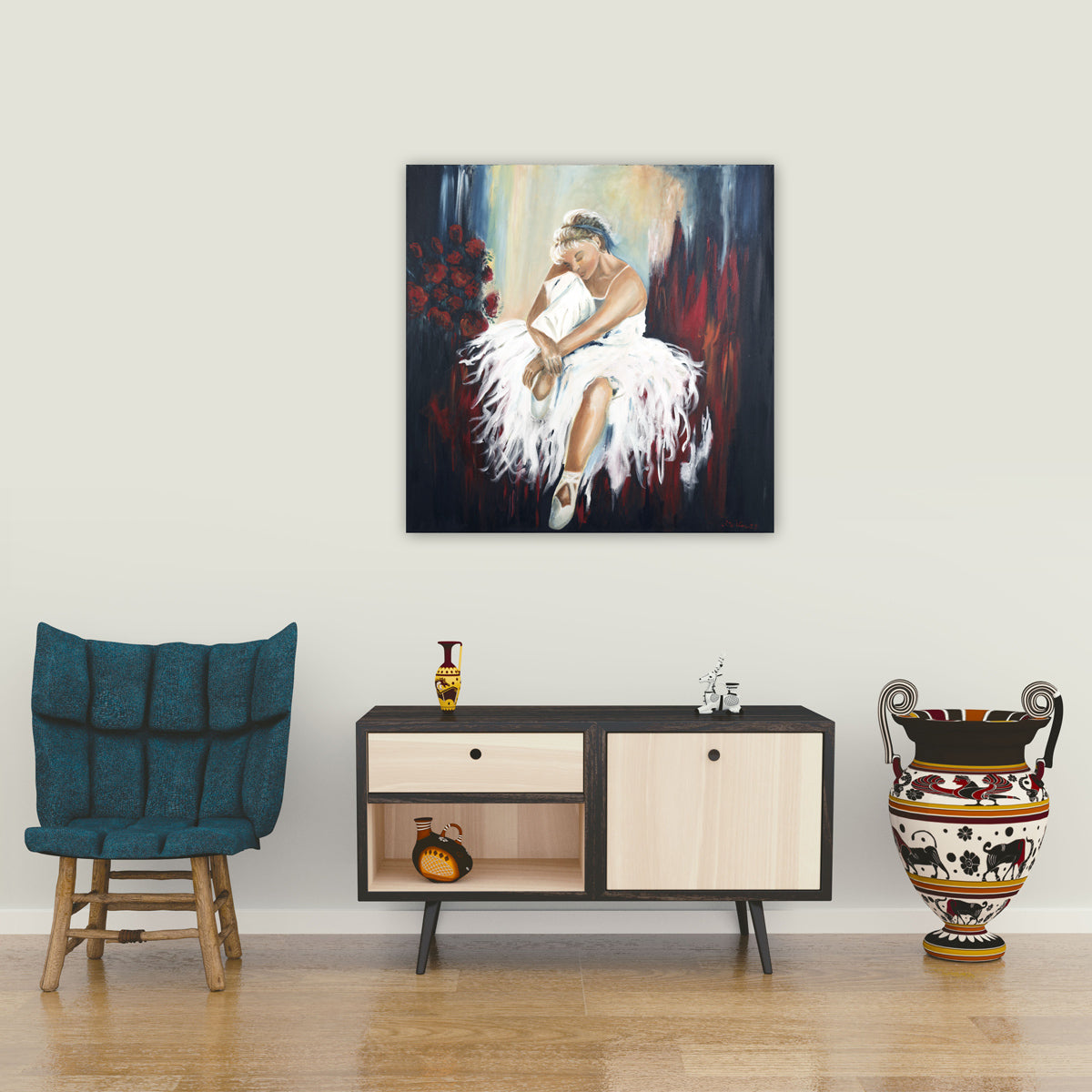 Ballerina Gemälde 100x100 cm