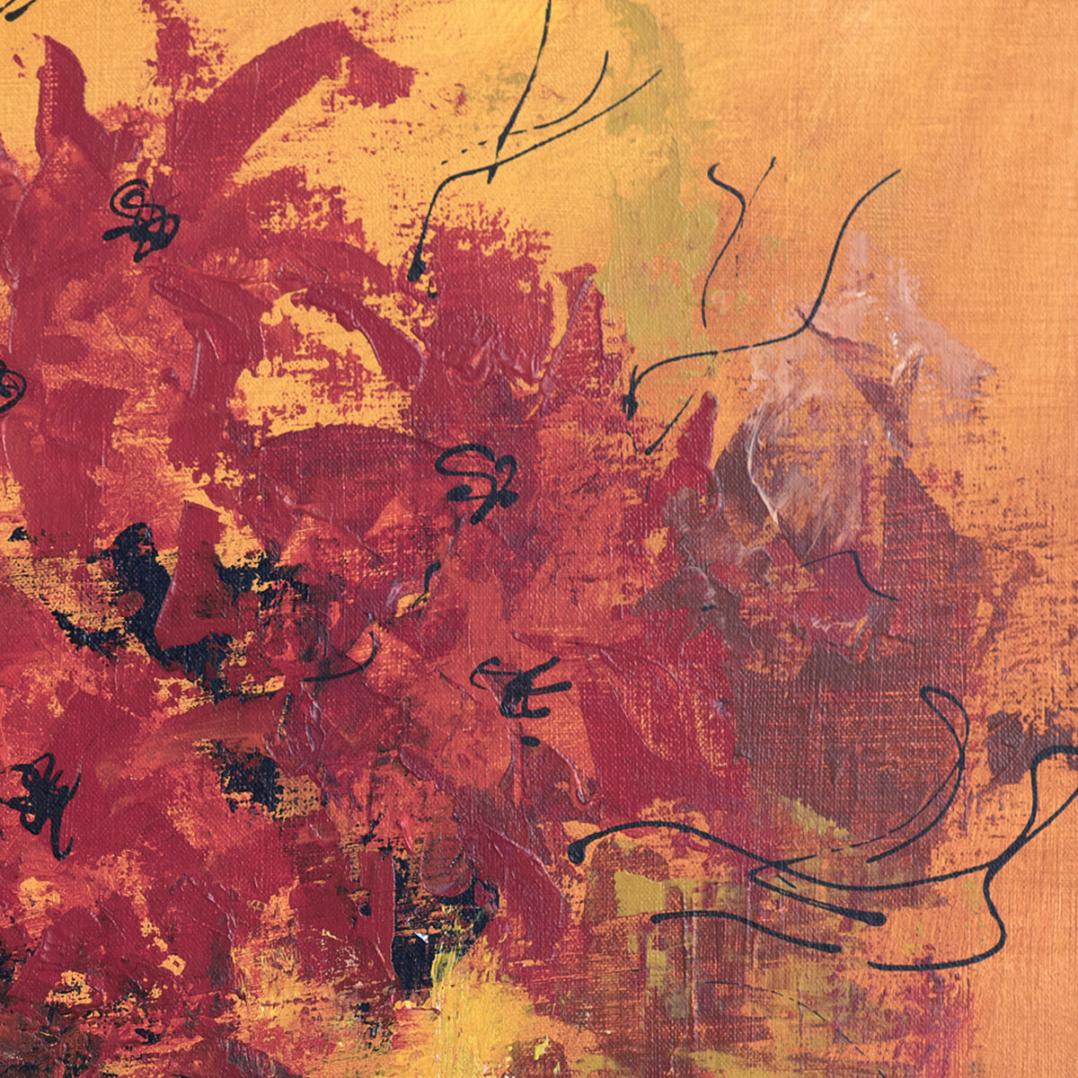Blumen in Kupfervasen Gemälde 80x80 cm