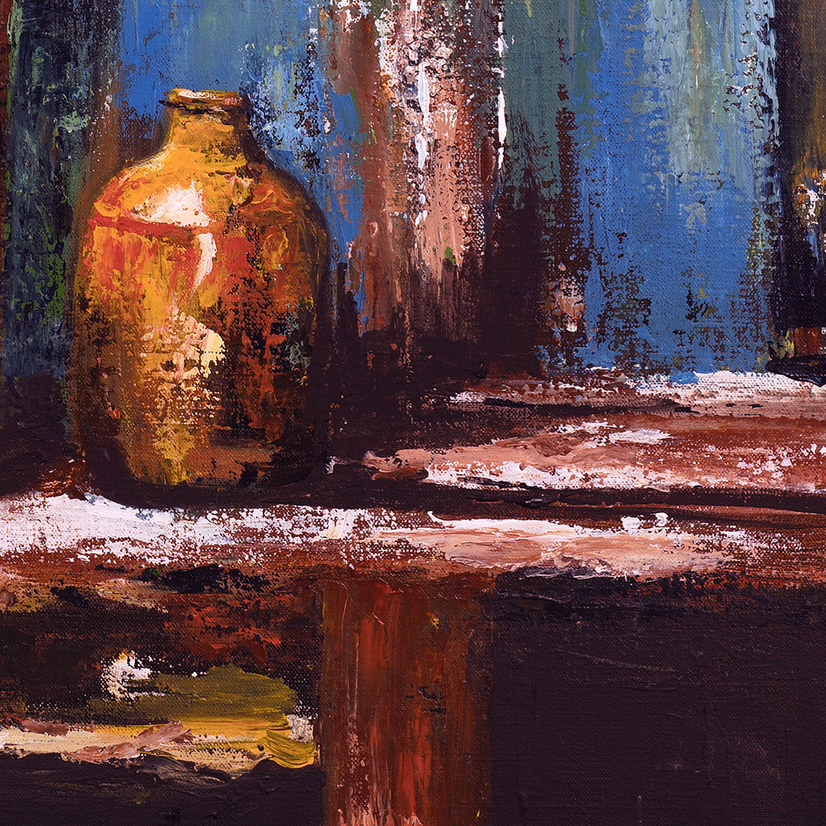 Pintura orquídea en jarrón 70x85 cm