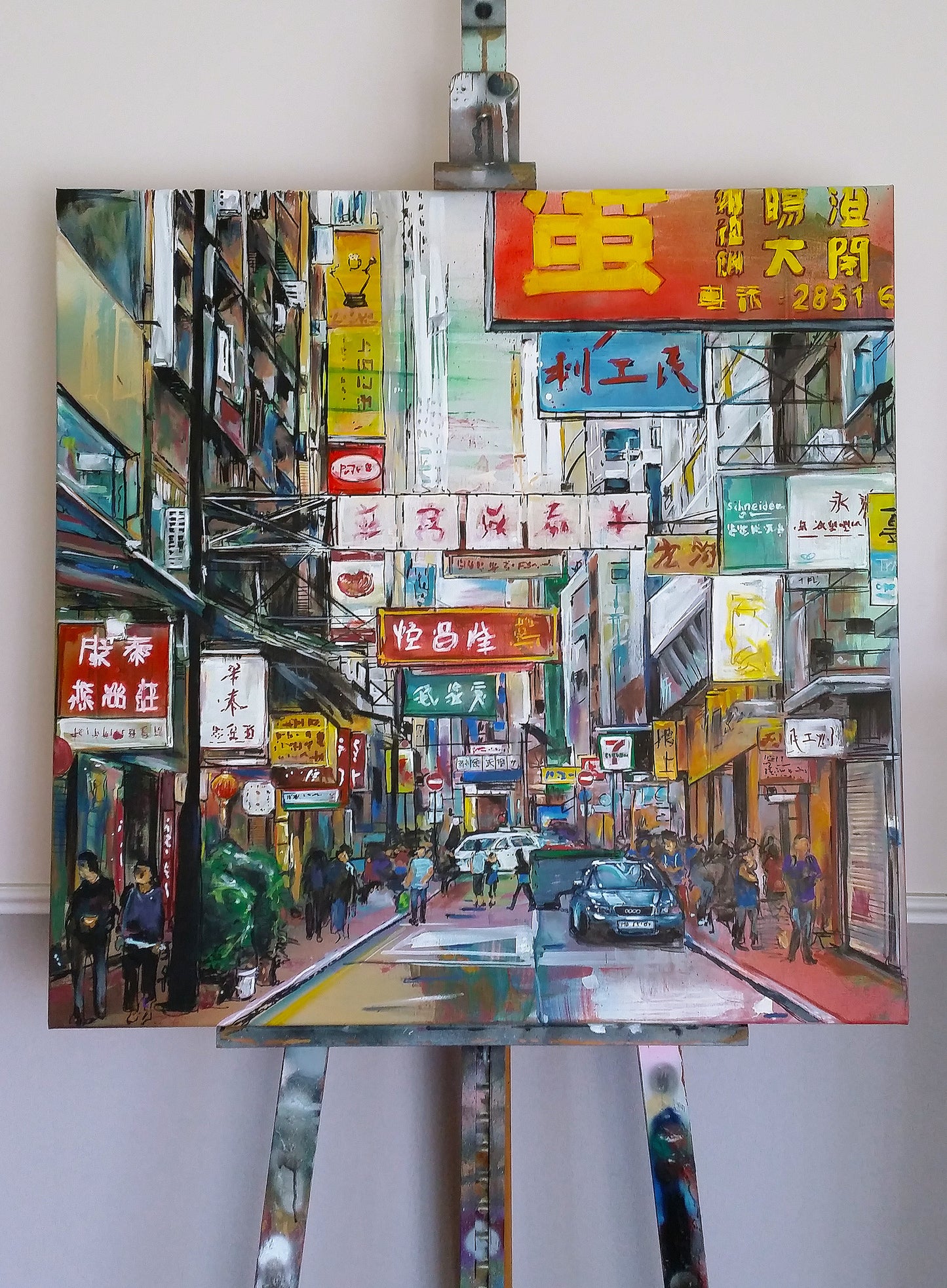 Hong Kong ciudad pintura 100x100 cm