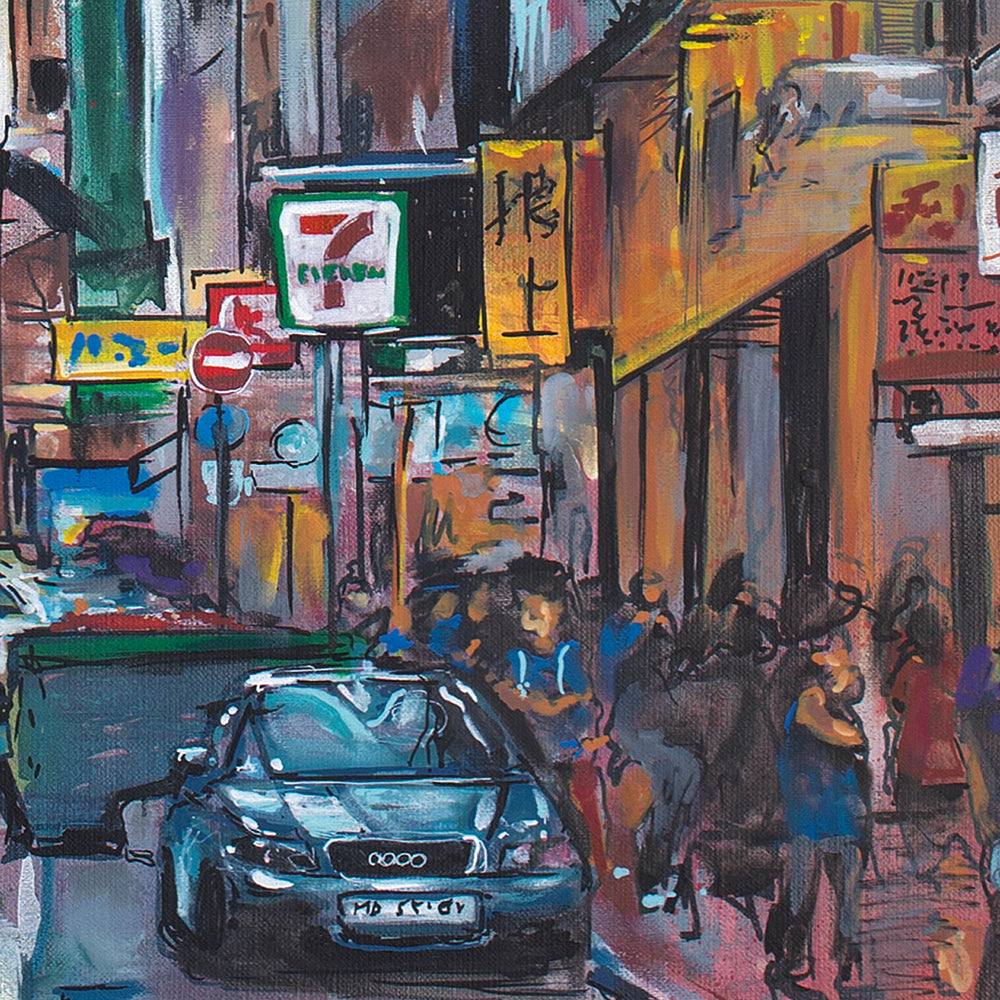 Hong Kong ciudad pintura 100x100 cm