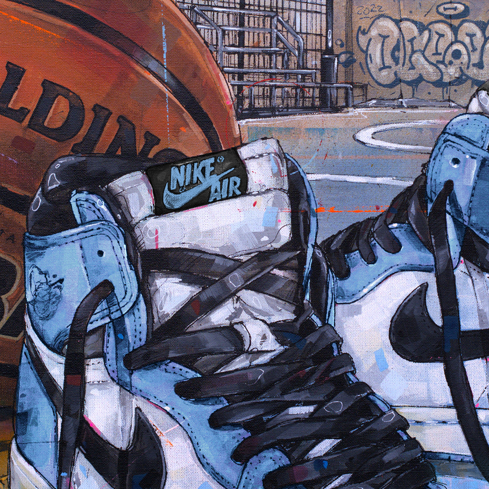 Nike Air Jordan 1 basketball university blue print
