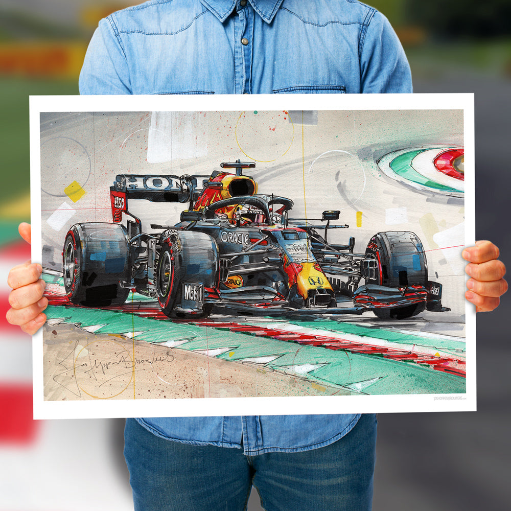 Verstappen coche de carreras estampada