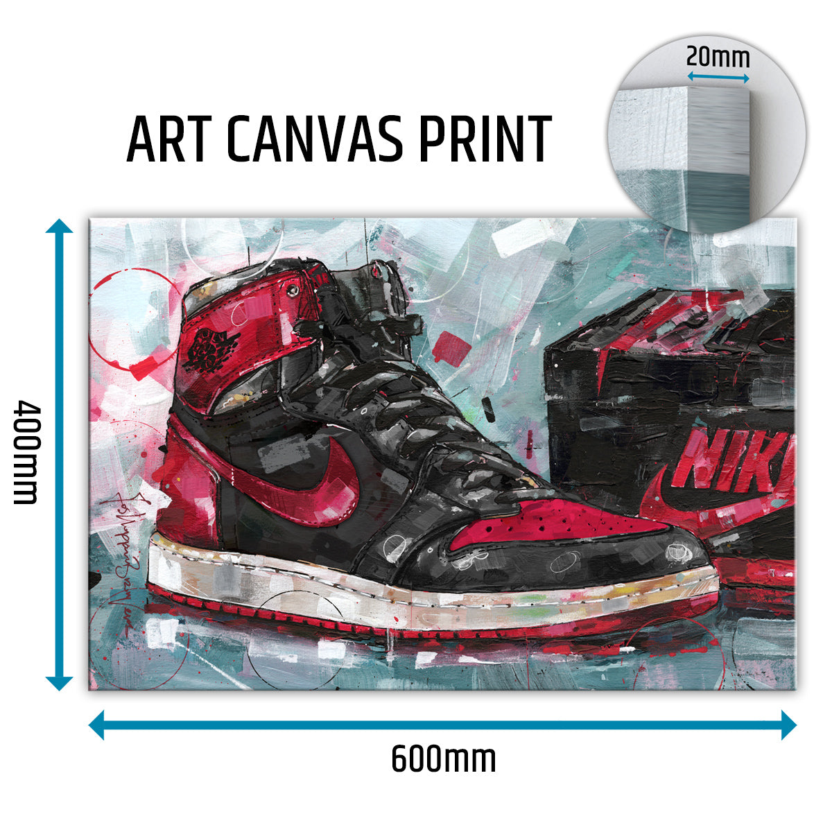 Nike Air Jordan 1 shoebox banned bred lienzo