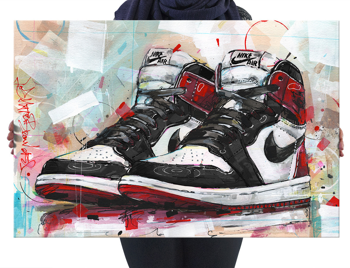 Nike Air Jordan 1 retro high black toe lienzo