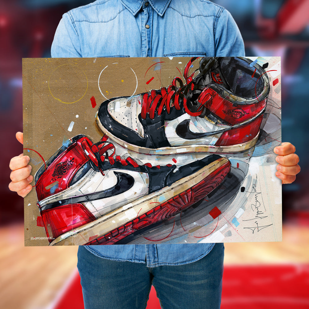 Nike Air Jordan 1 1984 black toe - red laces estampada