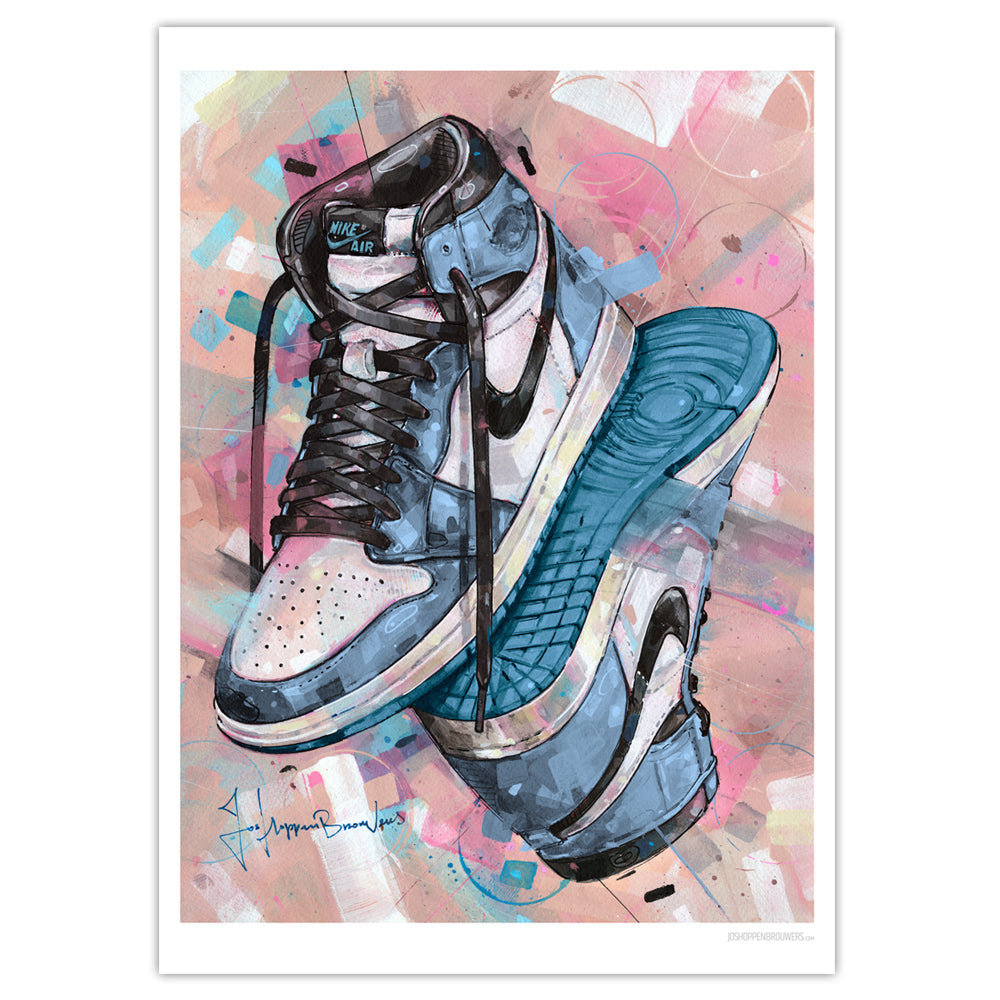 Nike Air Jordan upside down university blue art print