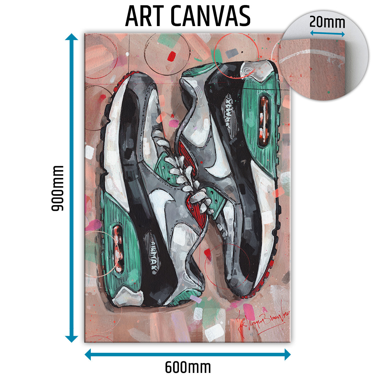 Nike Air Max 90 sideways green toile