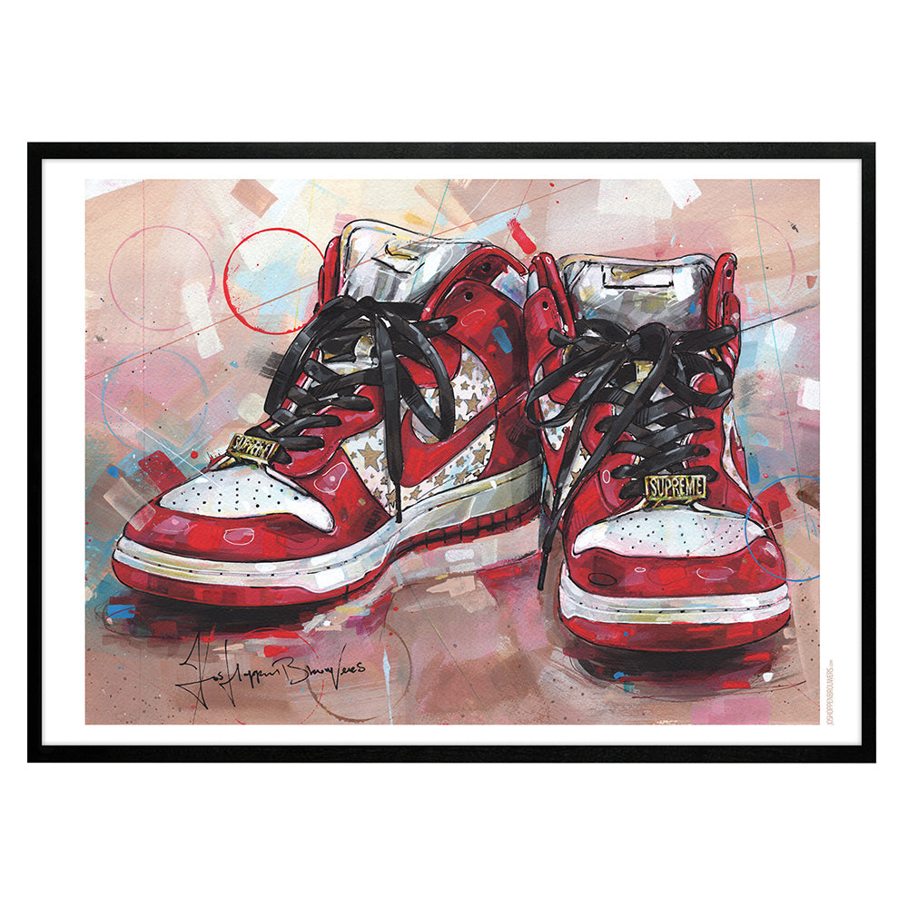 Nike Dunk high pro SB red stars Druck