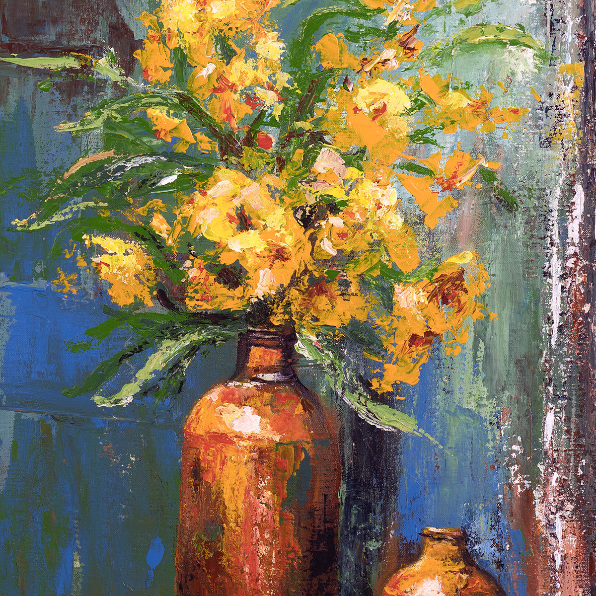 Pintura orquídea en jarrón 70x85 cm