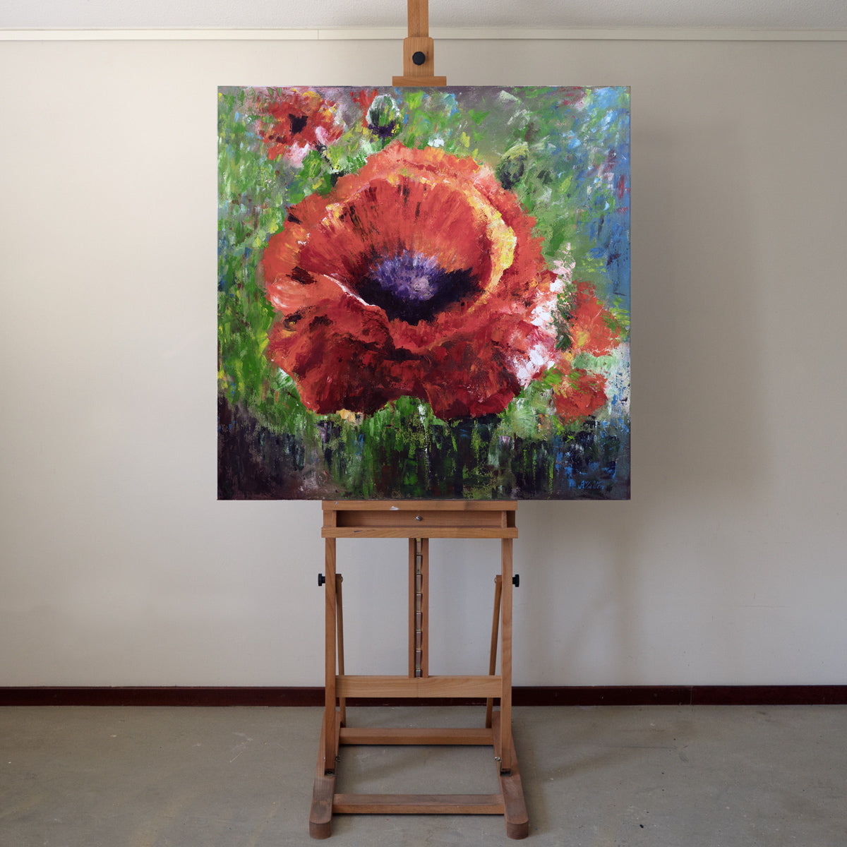 Mohnblumengemälde 100x100 cm