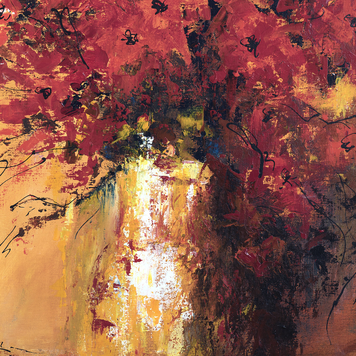 Blumen in Kupfervasen Gemälde 80x80 cm