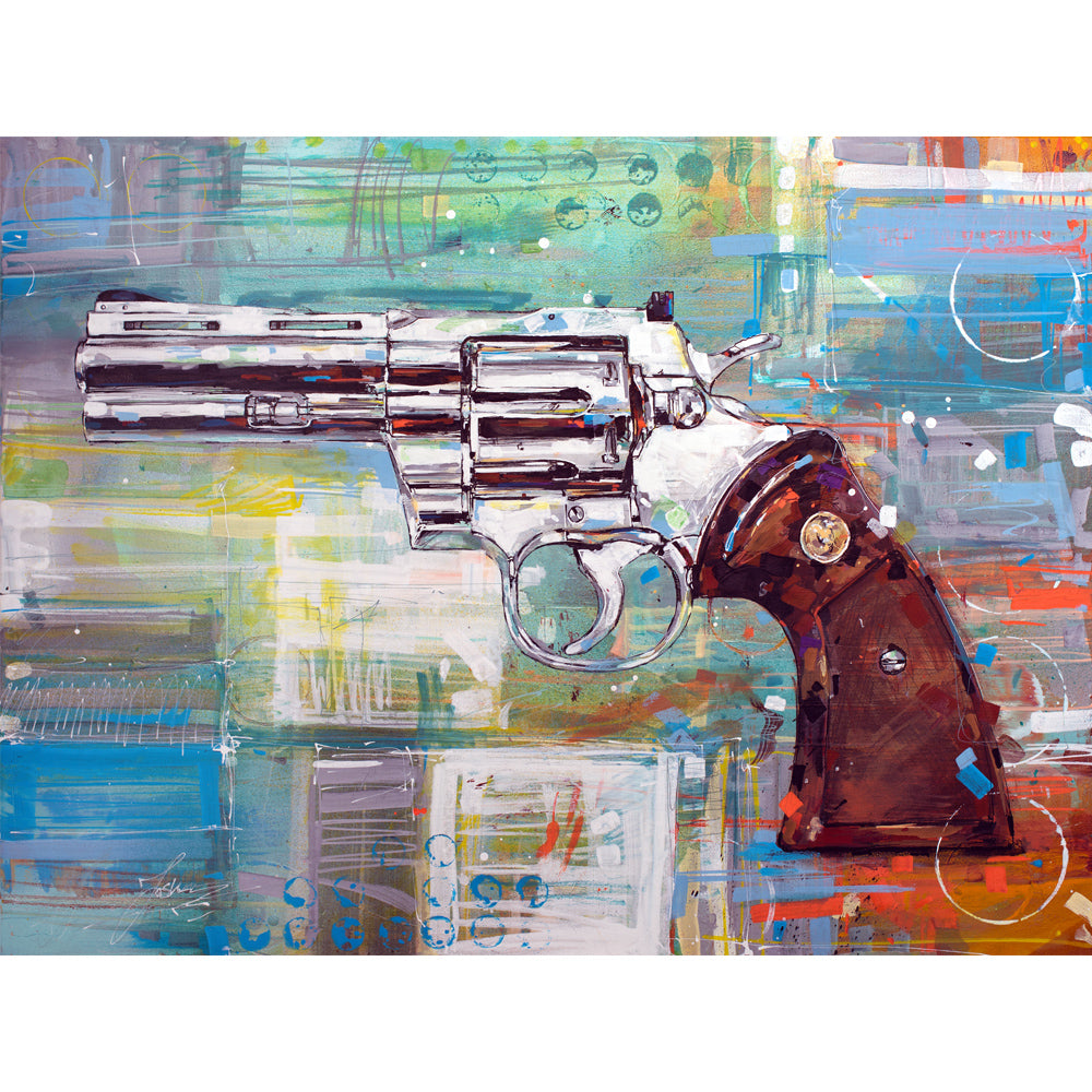 Revolver (Colt Python) painting 80x60 cm