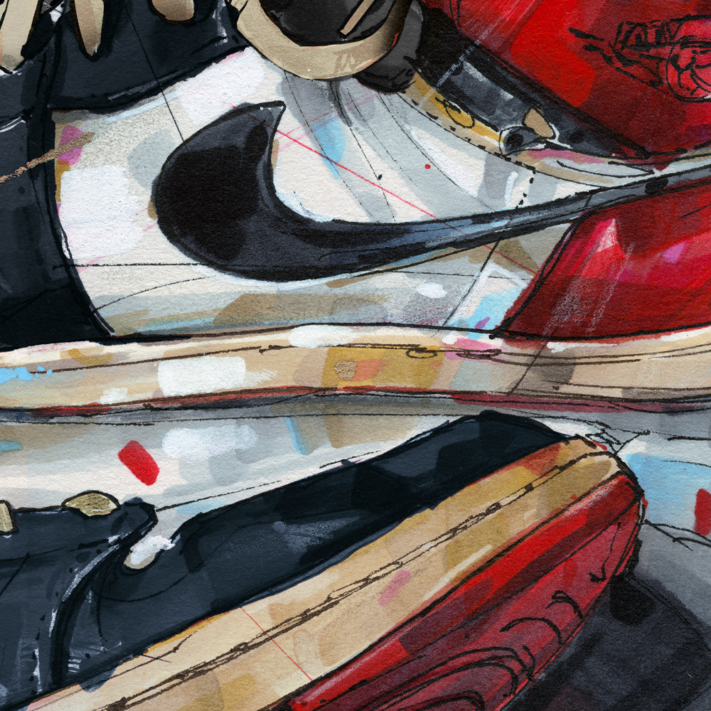 Nike Air Jordan 1 1984 black toe - white laces estampada