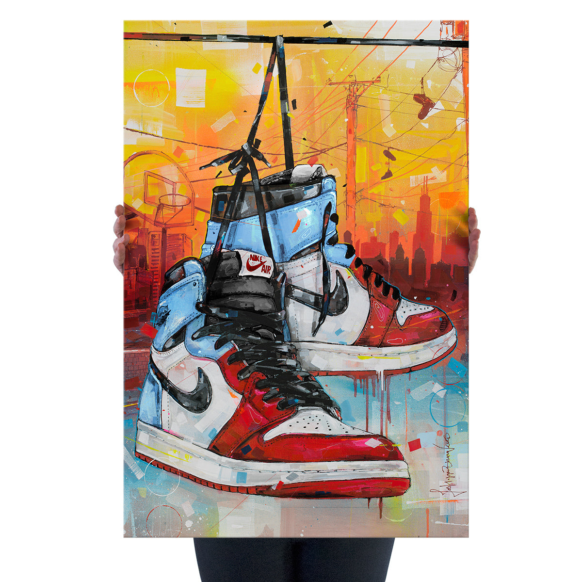 Nike Air Jordan 1 powerlines fearless Chicago lienzo