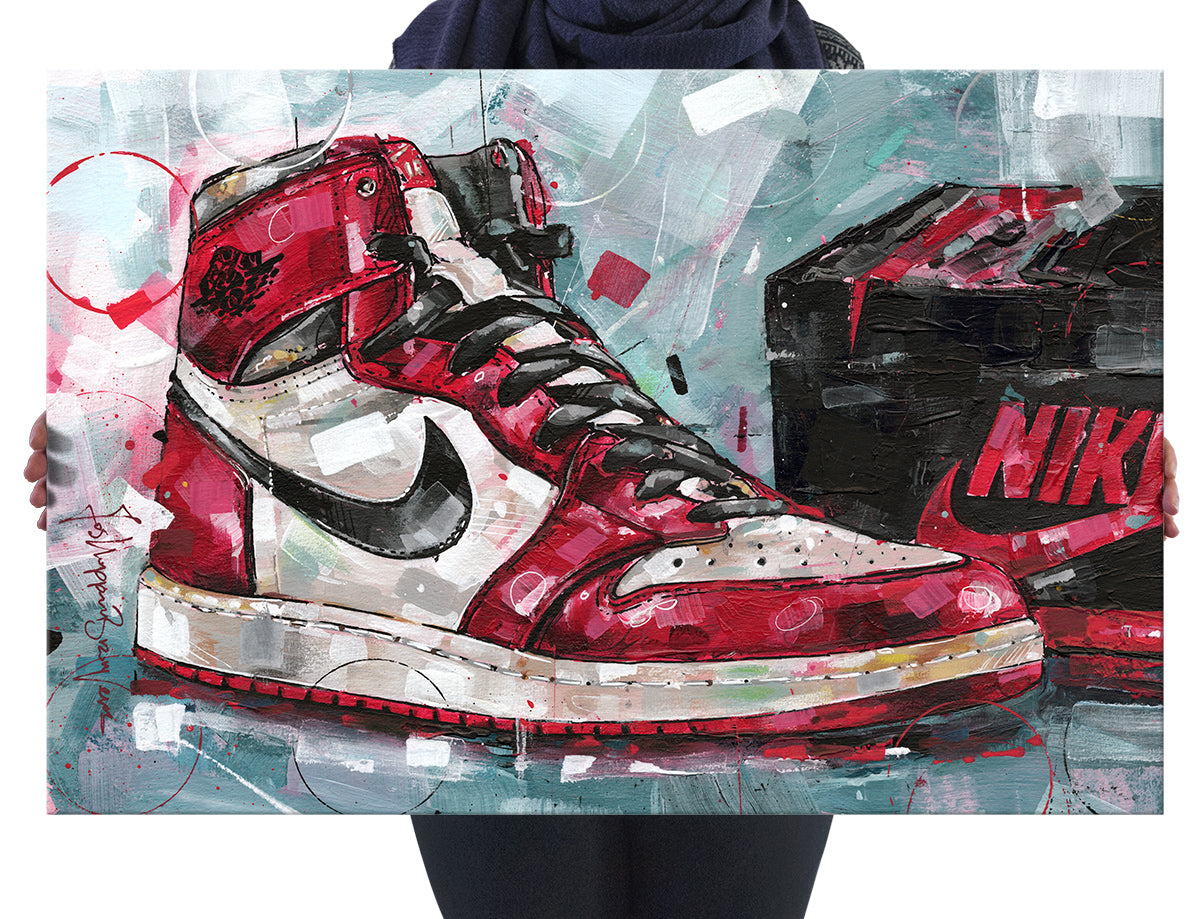 Nike Air Jordan 1 shoebox Chicago lienzo