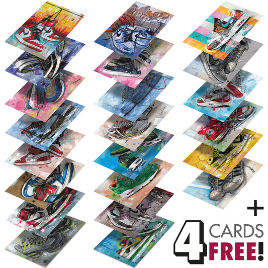 Colección de postales de zapatillas