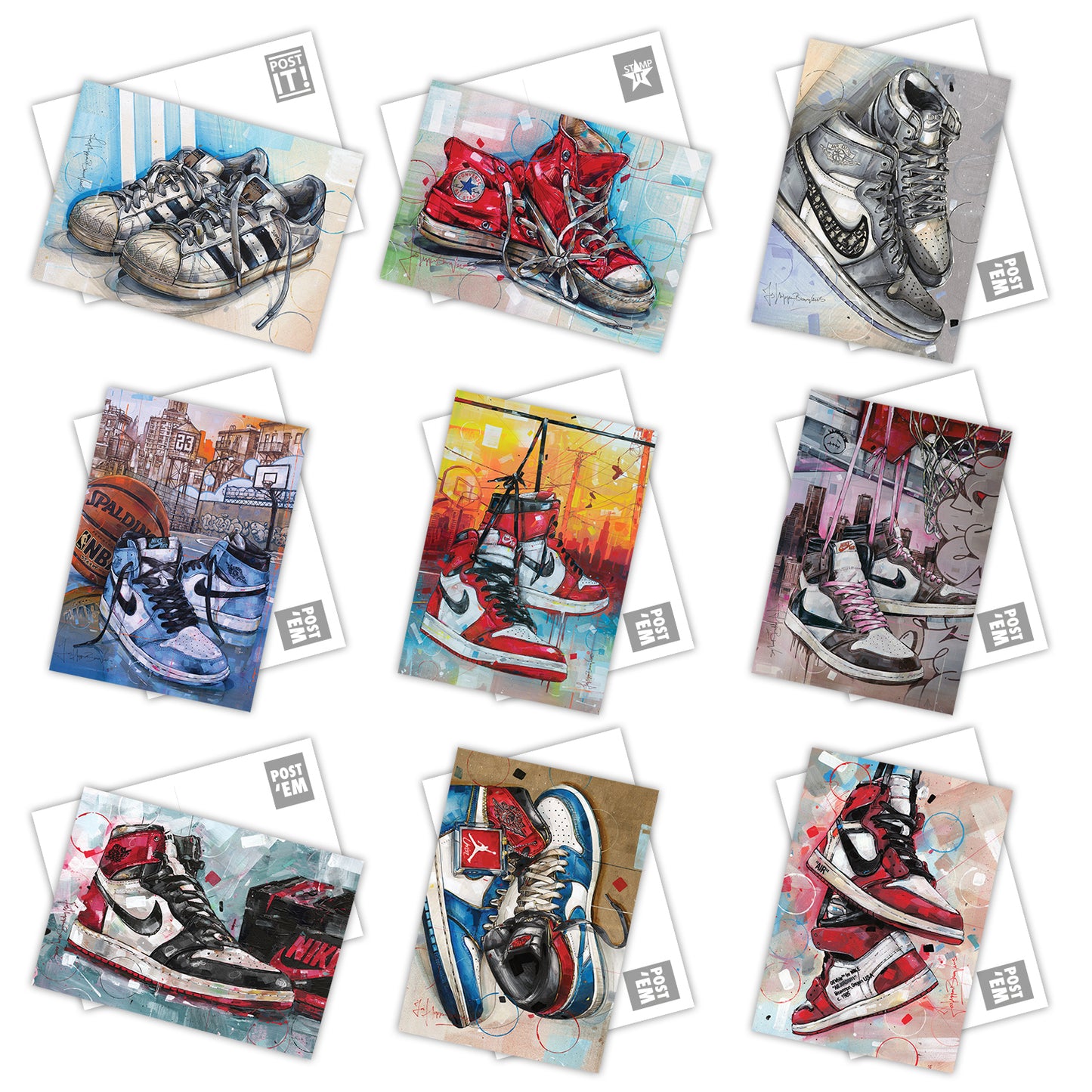 Collection de cartes postales de baskets