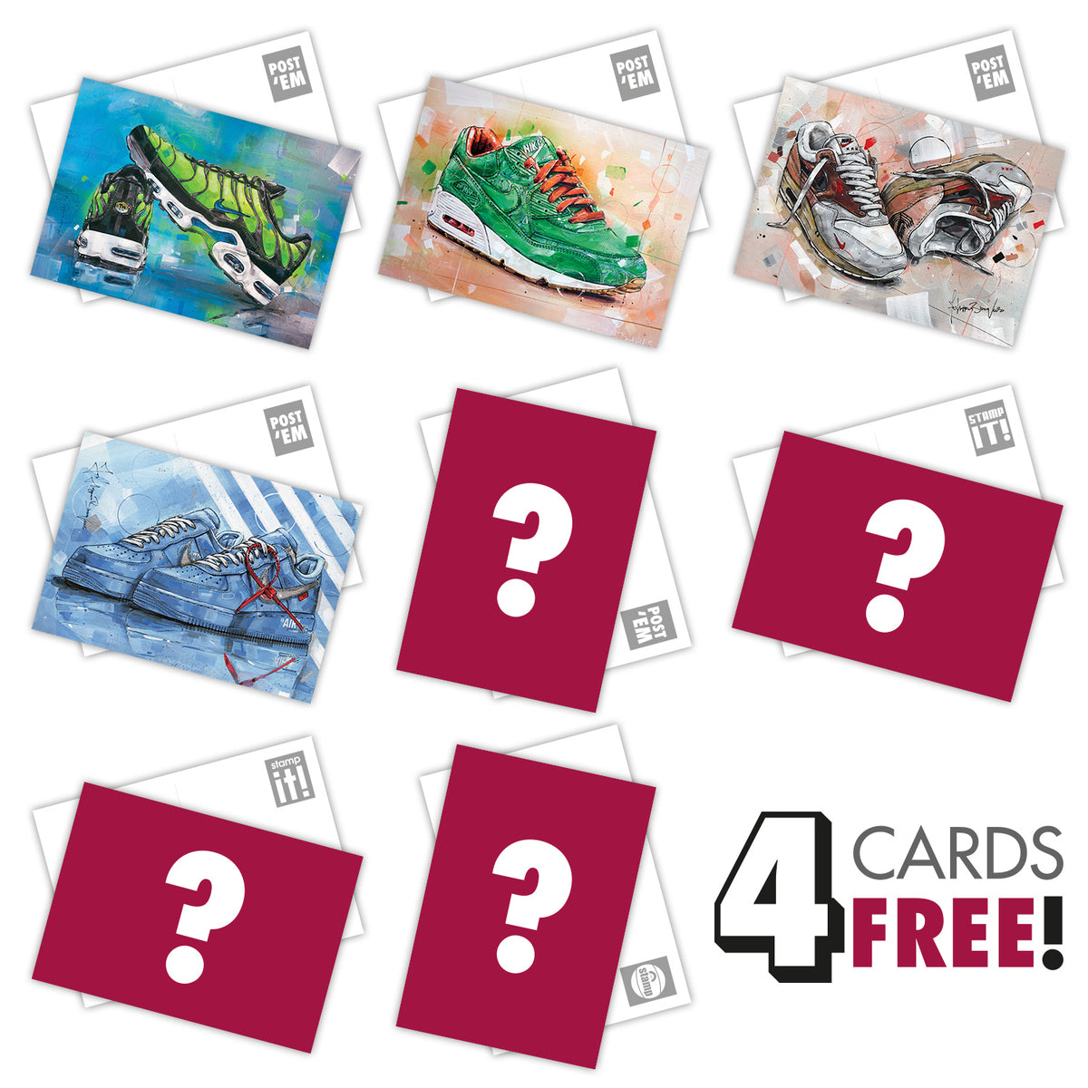 Collection de cartes postales de baskets