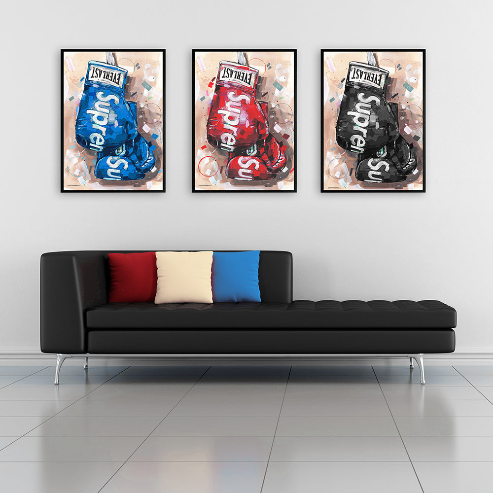 Blue boxinggloves art print