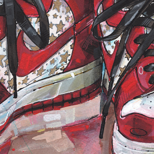 Nike Dunk high pro SB red stars Druck