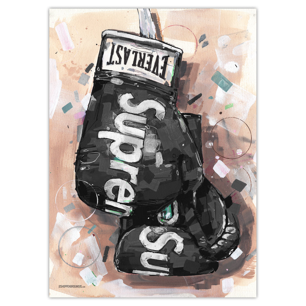 Schwarze Boxhandschuhe Druck
