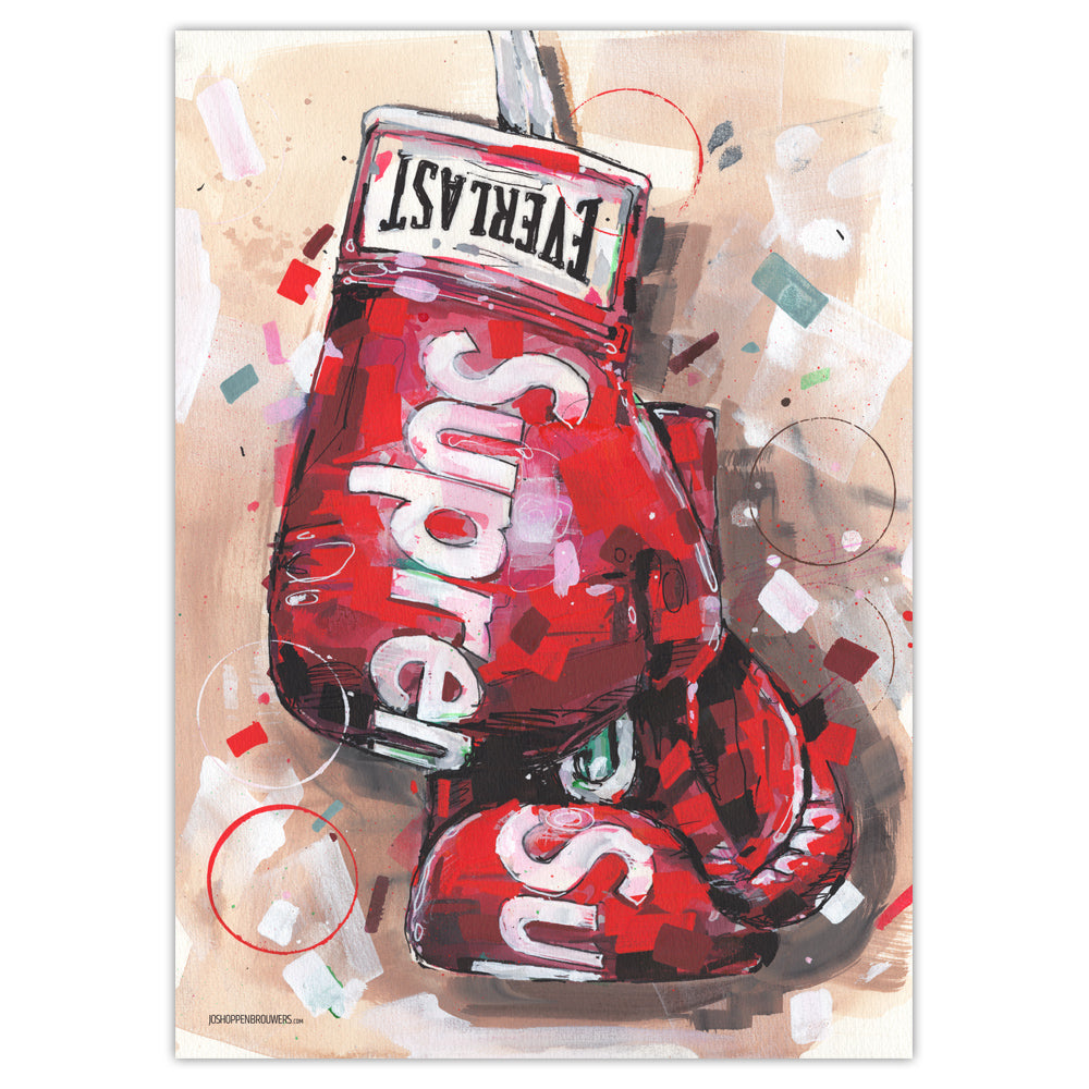 Rote Boxhandschuhe Druck