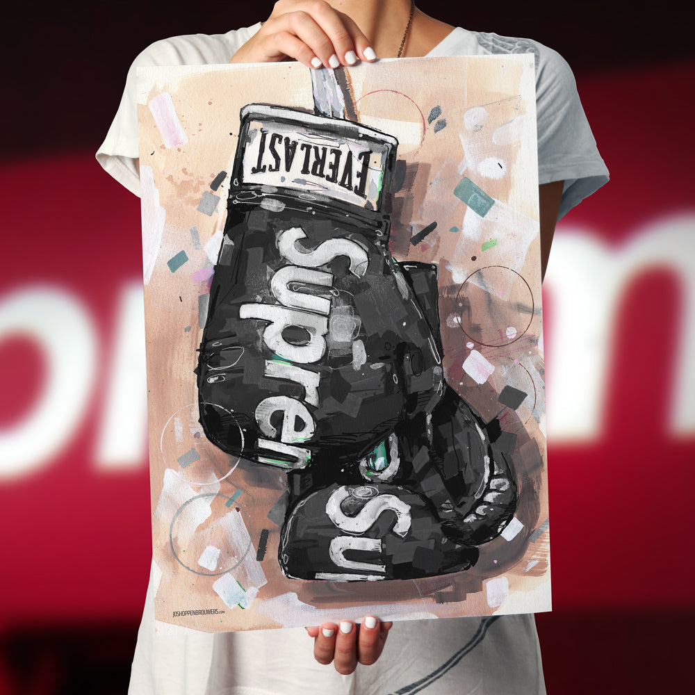 Schwarze Boxhandschuhe Druck
