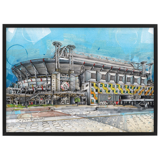 Amsterdam soccerstadium print  42x29,7 cm (A3) - ingelijst & gesigneerd