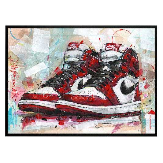 Nike Air Jordan 1 retro high Chicago imprimé 70x50 cm - encadré et signé