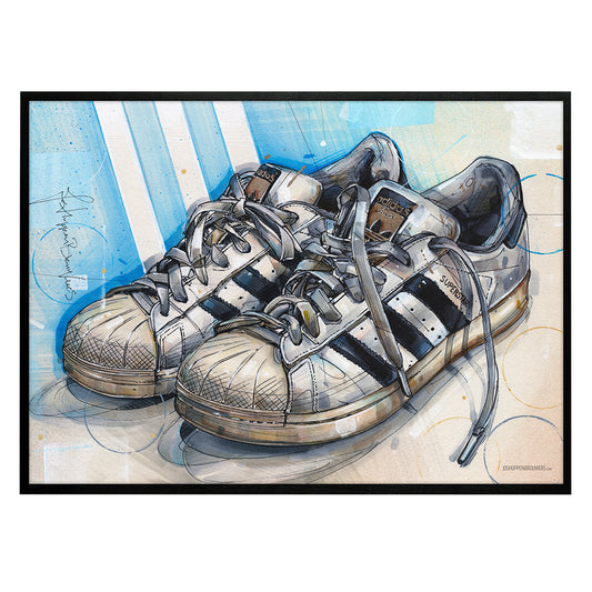 Adidas Superstar sneaker print 70x50 cm - ingelijst & gesigneerd