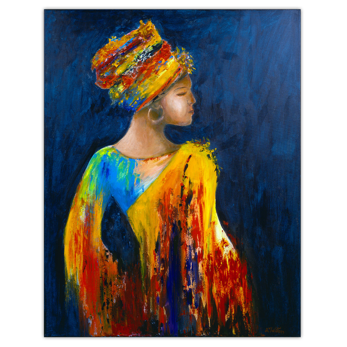 Peinture dame Africaine 80x100 cm