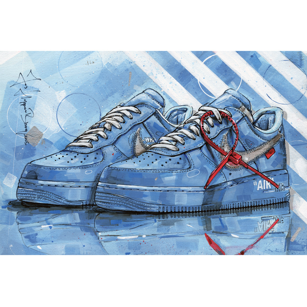 Nike Air Force 1 low university blue lienzo 60x40 cm