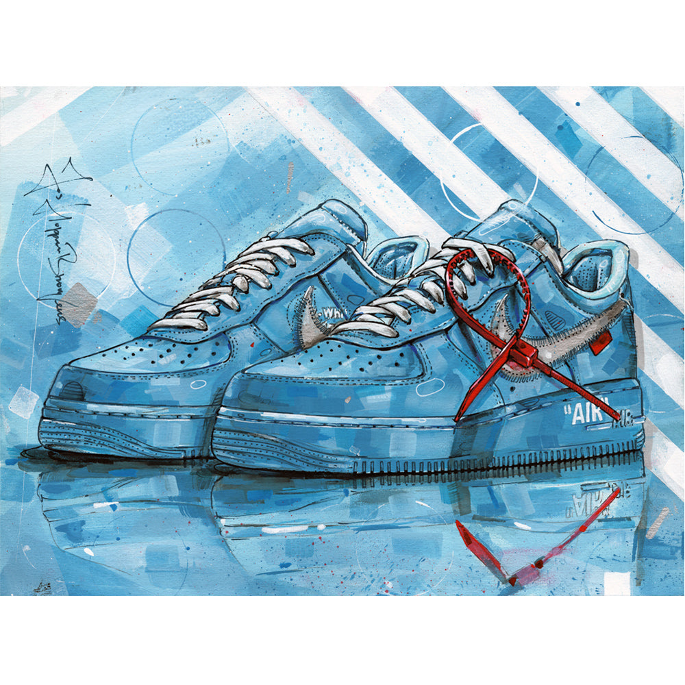 Nike Air Force 1 low university blue pintura 40x30 cm