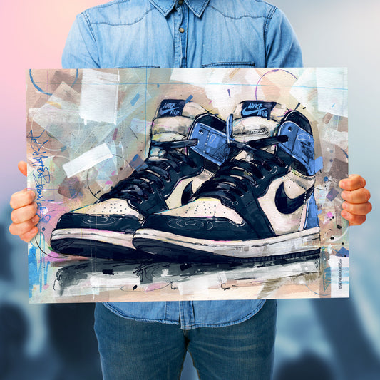 Nike Air Jordan 1 retro high obsidian blue estampado 70x50 cm