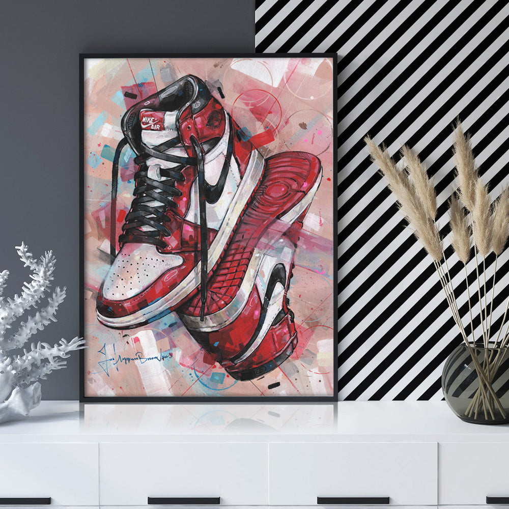 Nike Air Jordan 1 upside down Chicago Malerei 30x40 cm